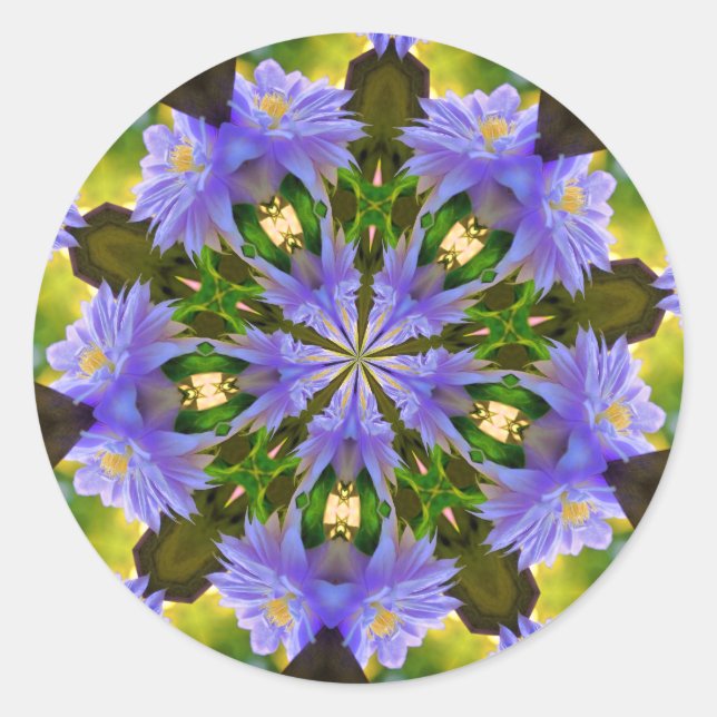 Clematis Abstract Flower Art Classic Round Sticker (Front)