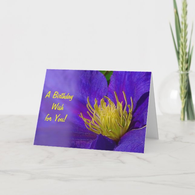 Clematis Birthday Greeting Card (Front)