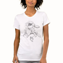 Clematis Flower Ink Pen Line Drawing with Monogram
