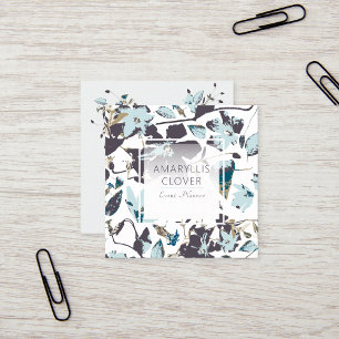 Clematis Flowering Blue Brown Vine Square Business Card