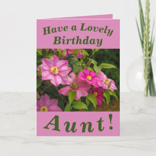 Clematis Flowers Birthday Card for Aunt