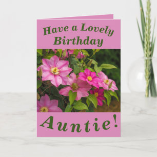 Clematis Flowers Birthday Card for Auntie