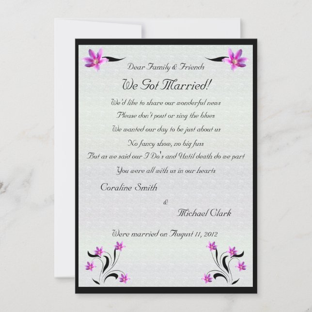 Clematis Flowers on Stoney Path Elopement 2 Announcement (Front)