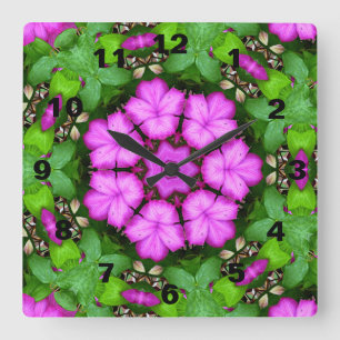Clematis Kaleidoscope Square Wall Clock