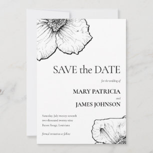 Clematis Line Art Drawing Formal 🌸 Floral Modern Save The Date