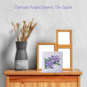 Clematis Purple Ceramic Tile