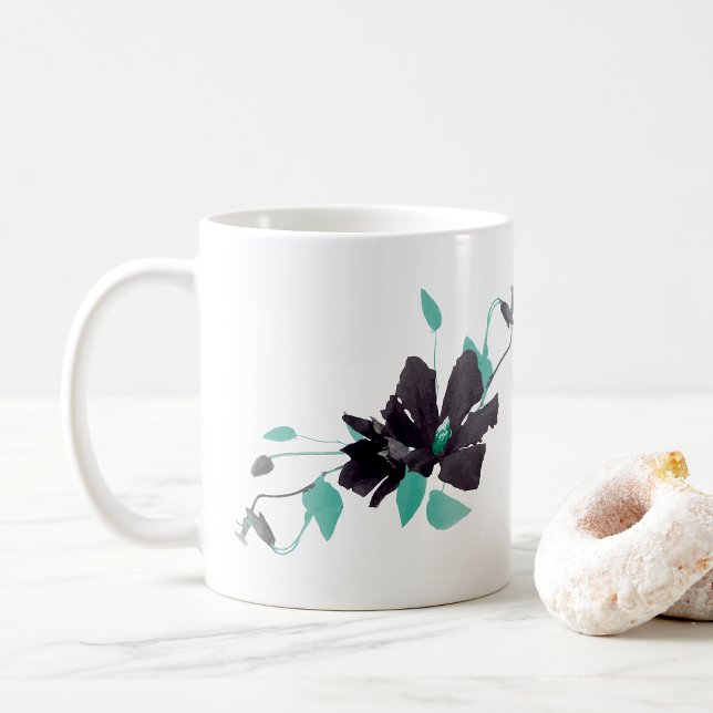 Clematis Teal Watercolor Floral Coffee Mug (Clematis Teal Watercolor Floral Coffee Mug from Studio Posies.)