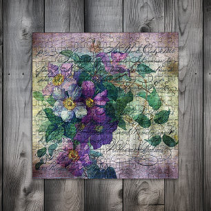 Clematis Vine Handwriting Ephemera Jigsaw Puzzle