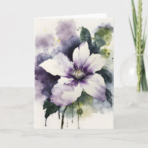 Clematis - Watercolor flowers Card