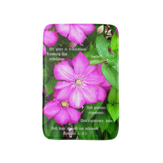 Clematis with Romans 5:3-5 Bath Mat