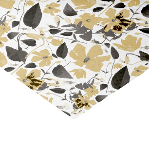 Clematis Yellow Grey Painted Watercolor Floral Tissue Paper