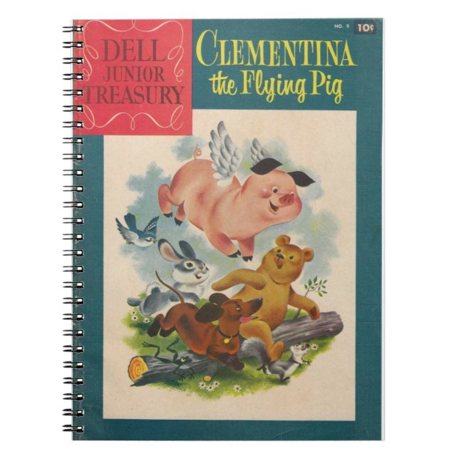 Clementina - Flying Pig - Retro Comics  - Fantasy Notebook (Front)