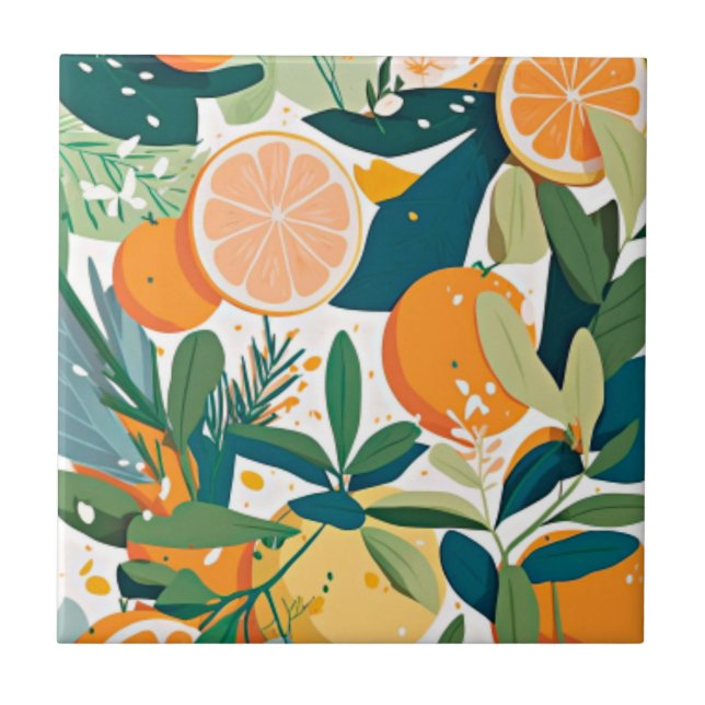 Clementine mandarine ceramic tile (Front)