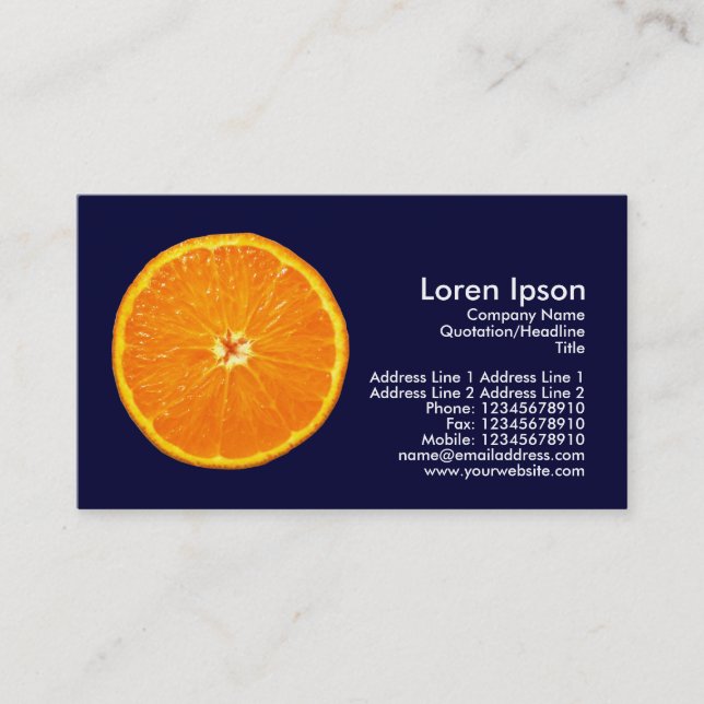 Clementine - Navy Blue Business Card (Front)