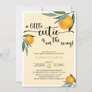 Clementine Orange A Little Cutie Baby Shower Invitation