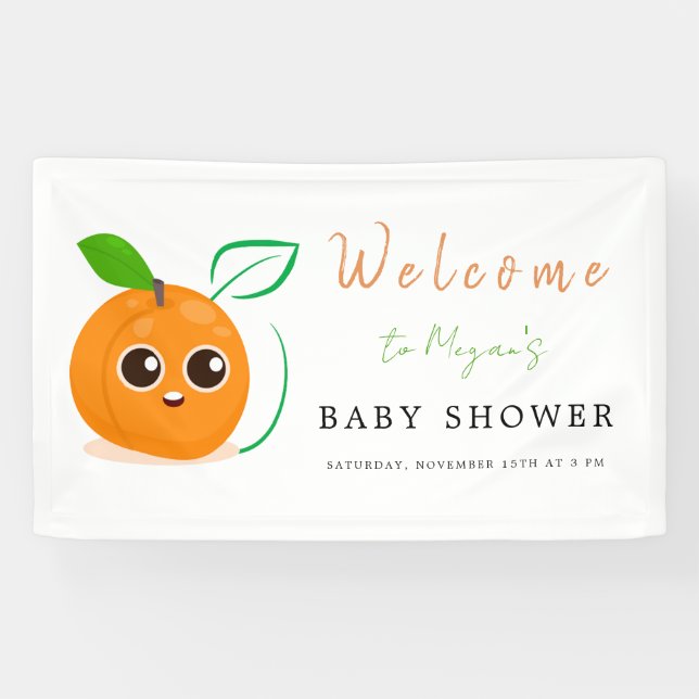 Clementine Orange Fruit Baby Shower Banner (Horizontal)