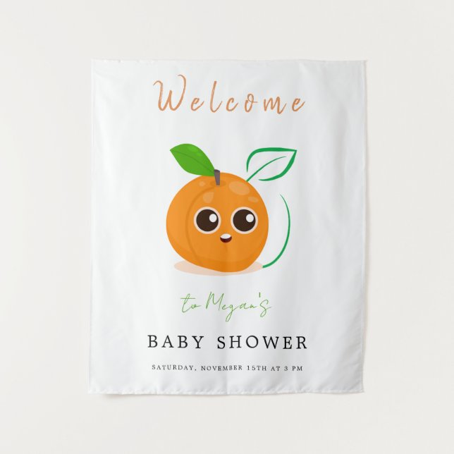 Clementine Orange Fruit Baby Shower Tapestry (Front)