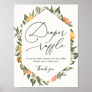 Clementine Oranges and Greenery Diaper Raffle Sign