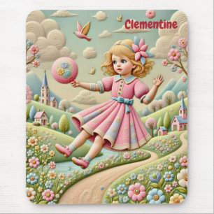 CLEMENTINE ~ Pastel Embroidery ~ Mousepad