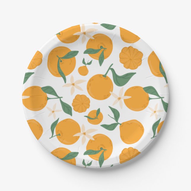 Clementine Tangerine Mandarin Cutie Orange Paper Plate (Front)
