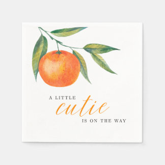 Clementine Watercolor "Cutie" Baby Shower Napkin