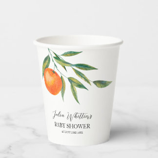 Clementine Watercolor "Cutie" Baby Shower  Paper Cups