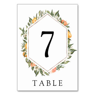 Clementines and Greenery Table Number