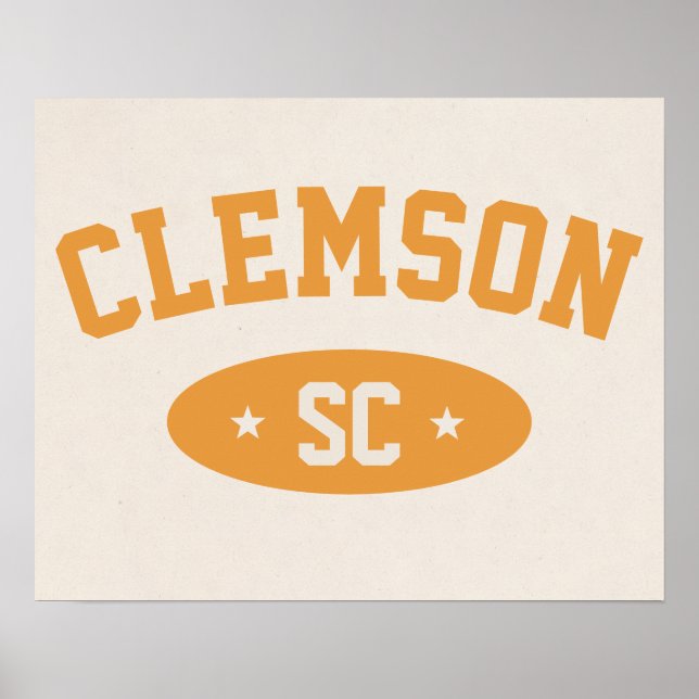 Clemson, SC Vintage Athletic-Style Poster Print (Front)