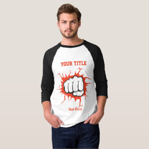 Clenched fist punching through a wall illustration T-Shirt