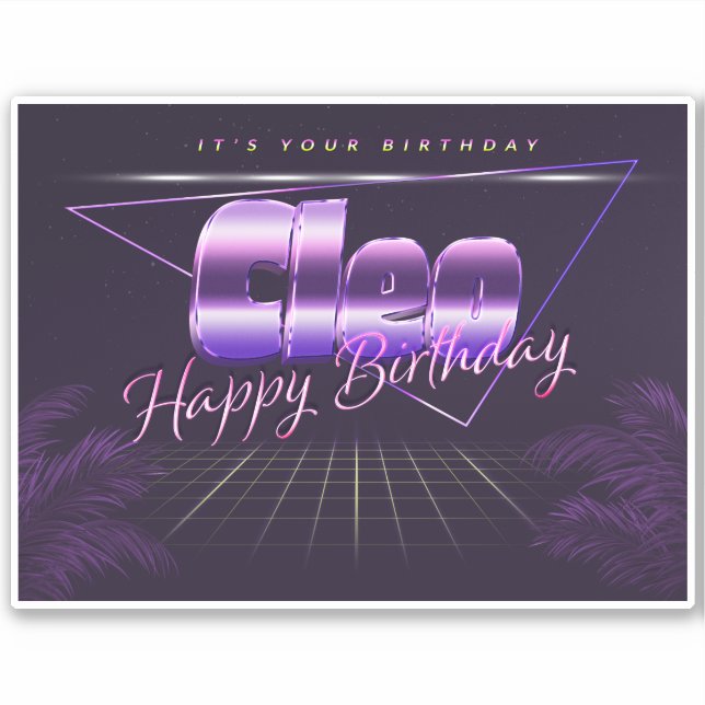 Cleo name first name lila retro sticker birthday (Front)