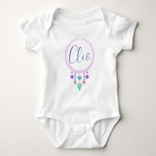 Cleo Name Reveal Girl Whimsical Cute Hippy Boho  Baby Bodysuit