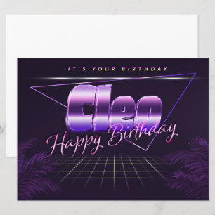 Cleo Name Vorname lila retro Karte Geburtstag Card