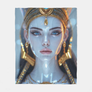 Cleopatra Beauty - Painted Porcelain Figure Fleece Blanket
