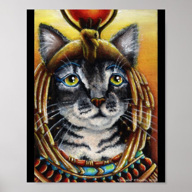 Cleopatra Cat Egyptian Pharoah Fantasy Art Poster (Front)