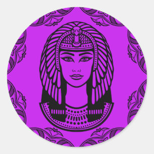 Cleopatra Egyptian on Purple Decorative Classic Round Sticker