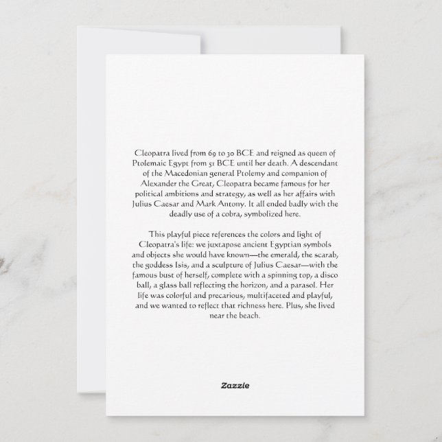 Cleopatra Holiday Card (Back)