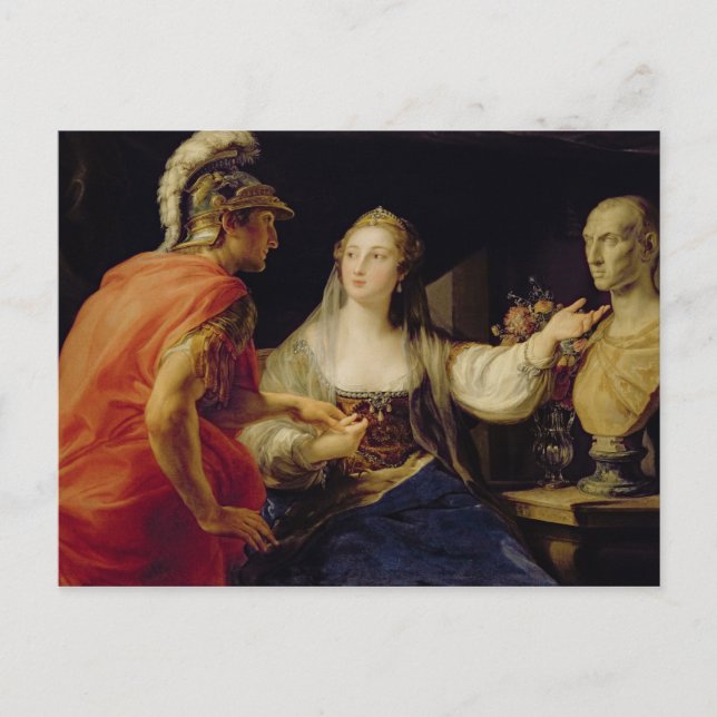 Cleopatra showing Octavius the bust of Julius Postcard (Front)