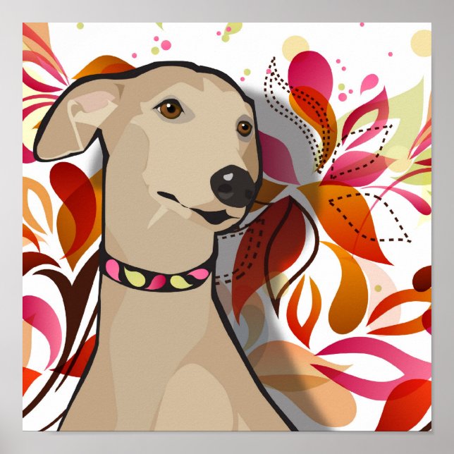 Cleopatra the Greyhound Graphic Portrait Poster (Front)