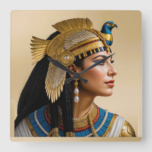 “Cleopatra VII's Realism: A Portrait” Square Wall Clock
