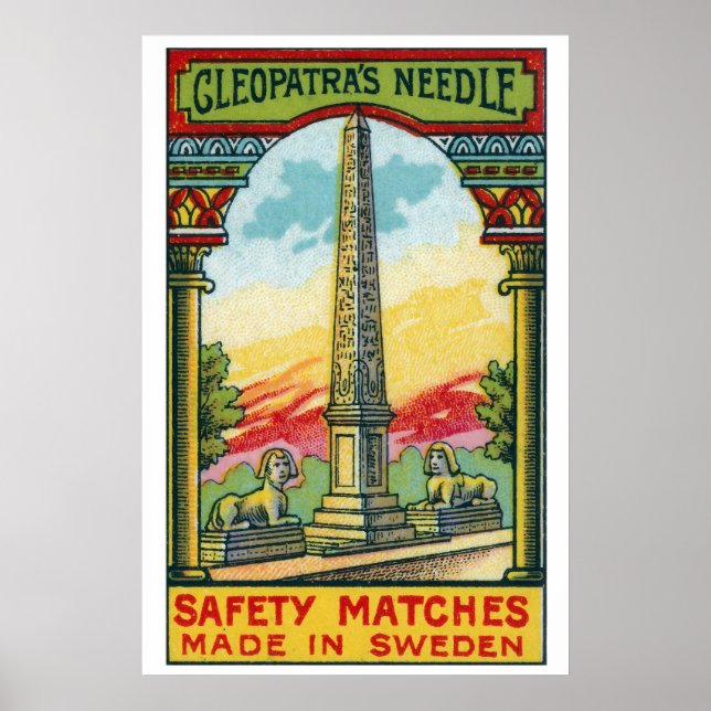 Cleopatra's Needle Matchbox Art Print, Swedish Poster (Front)