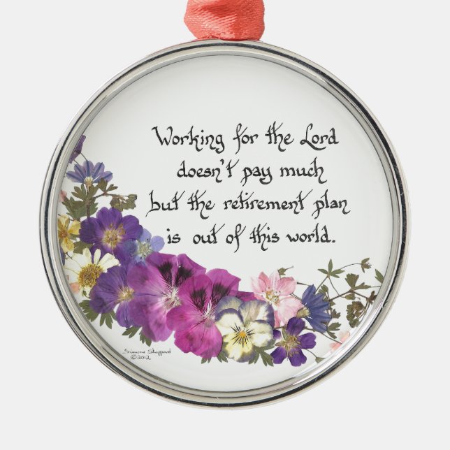 Clergy or volunteer gift metal ornament (Front)