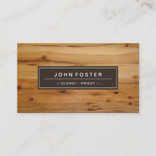Clergy / Priest - Border Wood Grain Business Card (Front)