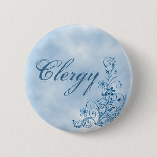 Clergy Round Button: Sky Blue Elegance 6 Cm Round Badge
