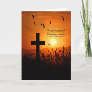 Clergy Thank You for Guidance Sunset Cross Blank Card