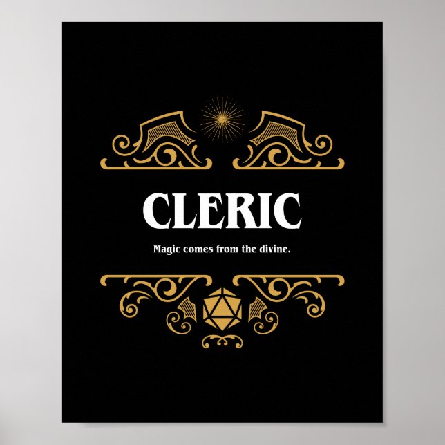Cleric Class Tabletop RPG Gaming Poster (Front)