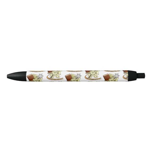 Cleric Dice Design Black Ink Pen (Front)
