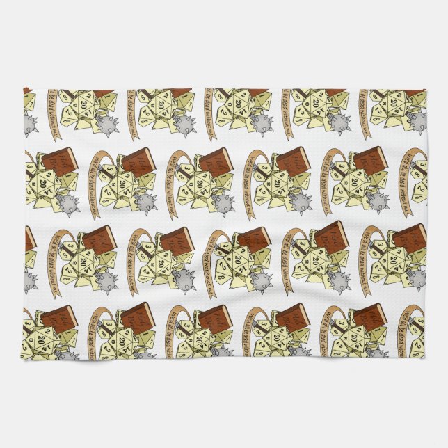 Cleric Dice Design Tea Towel (Horizontal)