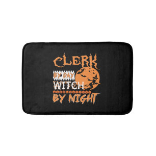 Clerk By Day Witch By Night Halloween Bath Mat