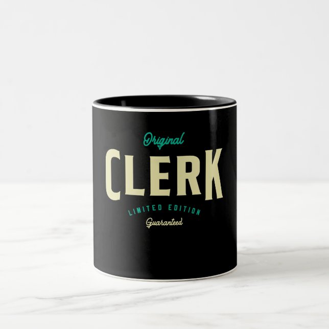 Clerk Funny Job Title Profession Two-Tone Coffee Mug (Center)