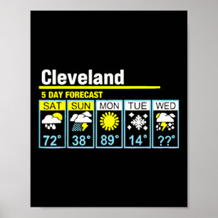 Cleveland 5 Day Forecast Funny Travelling Weather Poster